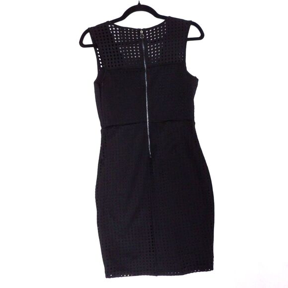 Guess Dress Women Small Black Mesh Cutout LBD Cocktail Perforated Sheath Evening - Picture 5 of 11